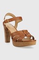 Lauren Ralph Lauren sandały skórzane Soffia 802904282001.TAN brązowy SS23