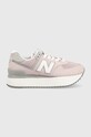 New Balance sneakers WL574ZSE piele întoarsă roz WL574ZSE