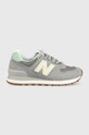 Sneakers boty New Balance WL574RB semišová kůže šedá WL574RB