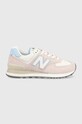 New Balance sneakers WL574QC piele întoarsă roz WL574QC