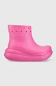ροζ Ουέλλινγκτον Crocs Classic Crush Rain Boot Γυναικεία