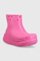 Crocs cizme Classic Crush Rain Boot roz