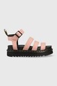 Dr. Martens leather sandals Blaire grain leather pink DM30706329