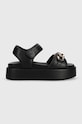 Buffalo sandały Noa Quilt Chain imitacja skóry licowej czarny 1602154.BLK