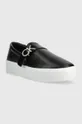 Δερμάτινα ελαφριά παπούτσια Calvin Klein FLATFORM CUP SLIP ON μαύρο