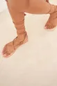 rjava Usnjeni sandali Manebi Tie-Up Leather Sandals