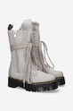Rick Owens bocanci din piele întoarsă Fur Boots x Dr. Martens DW02B3801.0049.PEARL gri