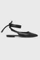 fekete Alohas bőr balerina cipő Ribbon Női