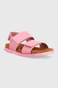 Детские кожаные сандалии Camper розовый