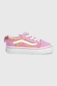 Παιδικά πάνινα παπούτσια Vans TD Old Skool Elastic Lace ROSE DKBLU μωβ