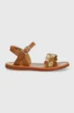 hnedá Detské kožené sandále Pom D'api Dievčenský