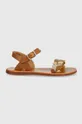 коричневый Детские кожаные сандалии Pom D'api Для девочек