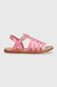 розовый Детские кожаные сандалии Pom D'api Для девочек