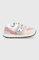 New Balance sneakersy dziecięce skóra zamszowa różowy PV574.G