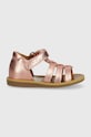 Παιδικά δερμάτινα σανδάλια Pom D'api Planet friendly ροζ O1CZAB0401.19.23