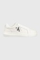 Calvin Klein Jeans sneakersy skórzane Chunky Capsule Monologo Planet friendly biały YM0YM00681