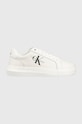 Calvin Klein Jeans sneakersy skórzane Chunky Capsule Monologo Planet friendly biały YM0YM00681