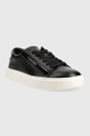 Calvin Klein sneakersy skórzane HM0HM00861 LOW TOP LACE UP LTH czarny