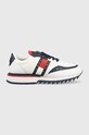Αθλητικά Tommy Jeans Treck Cleat δέρμα σαμουά λευκό EM0EM01137