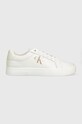 Calvin Klein Jeans sneakersy skórzane CLASSIC CUPSOLE FLUO CONTRAST Planet friendly biały YM0YM00603
