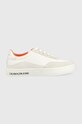 Calvin Klein Jeans sneakers CLASSIC CUPSOLE SU SOFTNY piele întoarsă alb YM0YM00669