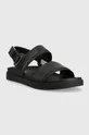 Usnjeni sandali Calvin Klein BACK STRAP SANDAL LTH črna
