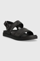 Calvin Klein bőr szandál BACK STRAP SANDAL LTH fekete