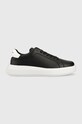 Δερμάτινα αθλητικά παπούτσια Calvin Klein LOW TOP LACE UP LTH Planet friendly μαύρο HM0HM01016