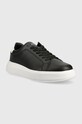 Δερμάτινα αθλητικά παπούτσια Calvin Klein LOW TOP LACE UP LTH HM0HM01016 μαύρο SS25