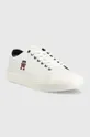 Δερμάτινα αθλητικά παπούτσια Tommy Hilfiger TH HI VULC STREET LOW LEATHER λευκό