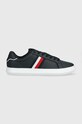 Шкіряні кеди Tommy Hilfiger CORPORATE LEATHER CUP STRIPES темно-синій FM0FM04732