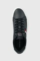 Шкіряні кеди Tommy Hilfiger CORPORATE LEATHER CUP STRIPES темно-синій FM0FM04732