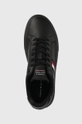 fekete Tommy Hilfiger bőr tornacipő CORPORATE LEATHER CUP STRIPES