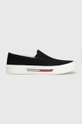 μαύρο Πάνινα παπούτσια Tommy Jeans SLIP ON CANVAS COLOR Ανδρικά