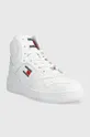 Δερμάτινα αθλητικά παπούτσια Tommy Jeans MID CUT BASKET λευκό