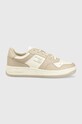 Usnjene superge Tommy Jeans BASKET LEATHER Nizka bež EM0EM01165
