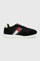 Sneakers boty Tommy Jeans RETRO RUNNER MESH semišová kůže černá EM0EM01172