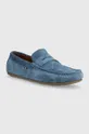 Kožne mokasinke Tommy Hilfiger CASUAL HILFIGER SUEDE DRIVER plava