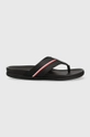 czarny Tommy Hilfiger japonki HILFIGER LEATHER TOE POST SANDAL Męski