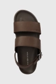 brązowy Tommy Hilfiger sandały skórzane HILFIGER PREMIUM LEATHER SANDAL