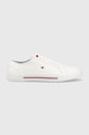 Tenisky Tommy Hilfiger CORE CORPORATE VULC CANVAS biela FM0FM04560