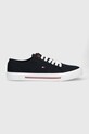Tenisky Tommy Hilfiger CORE CORPORATE VULC CANVAS tmavomodrá FM0FM04560