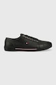 Kožené tenisky Tommy Hilfiger CORE CORPORATE VULC LEATHER čierna FM0FM04561