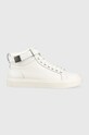 Kožené tenisky Calvin Klein HIGH TOP LACE UP W/PLAQUE HIGH Planet friendly biela HM0HM00973