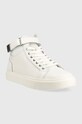 Δερμάτινα αθλητικά παπούτσια Calvin Klein HIGH TOP LACE UP W/PLAQUE HM0HM00973 λευκό SS23