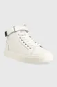 Δερμάτινα αθλητικά παπούτσια Calvin Klein HIGH TOP LACE UP W/PLAQUE λευκό