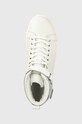 Δερμάτινα αθλητικά παπούτσια Calvin Klein HIGH TOP LACE UP W/PLAQUE λευκό HM0HM00973