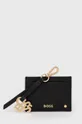 чёрный Кожаный футляр для кредитных карт с брелоком BOSS Женский