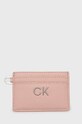 Θήκη για κάρτες Calvin Klein απομίμηση λείου δέρματος ροζ K60K610671.PPYX