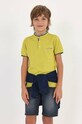 Mayoral polo bawełniane dziecięce 6103.7A.JUNIOR zielony SS23